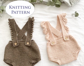 Baby Bloomers Pdf Knitting Pattern - Two strap versions - Instant Download - 5 different sizes - 0-18months