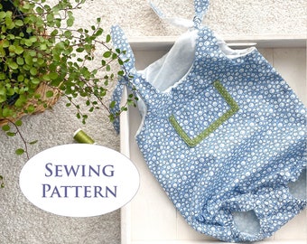 Baby Romper PDF Sewing Pattern - Instant Download - 5 Sizes - 3 to 18 months