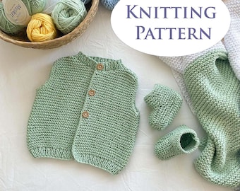 Baby Vest and Booties Knitting Pattern: 0-18 Months (PDF Download)