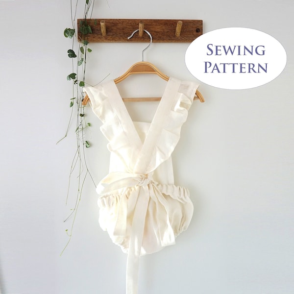 Boho Baby Romper Sewing Pattern - PDF Sewing Pattern - Instant Download - 5 Sizes - 3 to 18 months