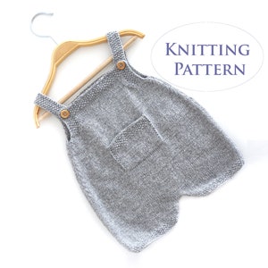 Baby Romper Knitting Pattern - PDF Knitting Pattern - Baby Pocket Romper - Knitting Pattern- 4 sizes (3 to 18 Months)- Instant Download