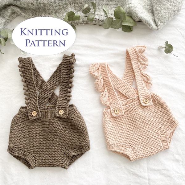 Baby Bloomers Pdf Knitting Pattern - Two strap versions - Instant Download - 5 different sizes - 0-18months