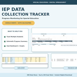 Digital IEP Progress Monitoring Tracker | Google Sheets Compatible SPED Data Spreadsheet
