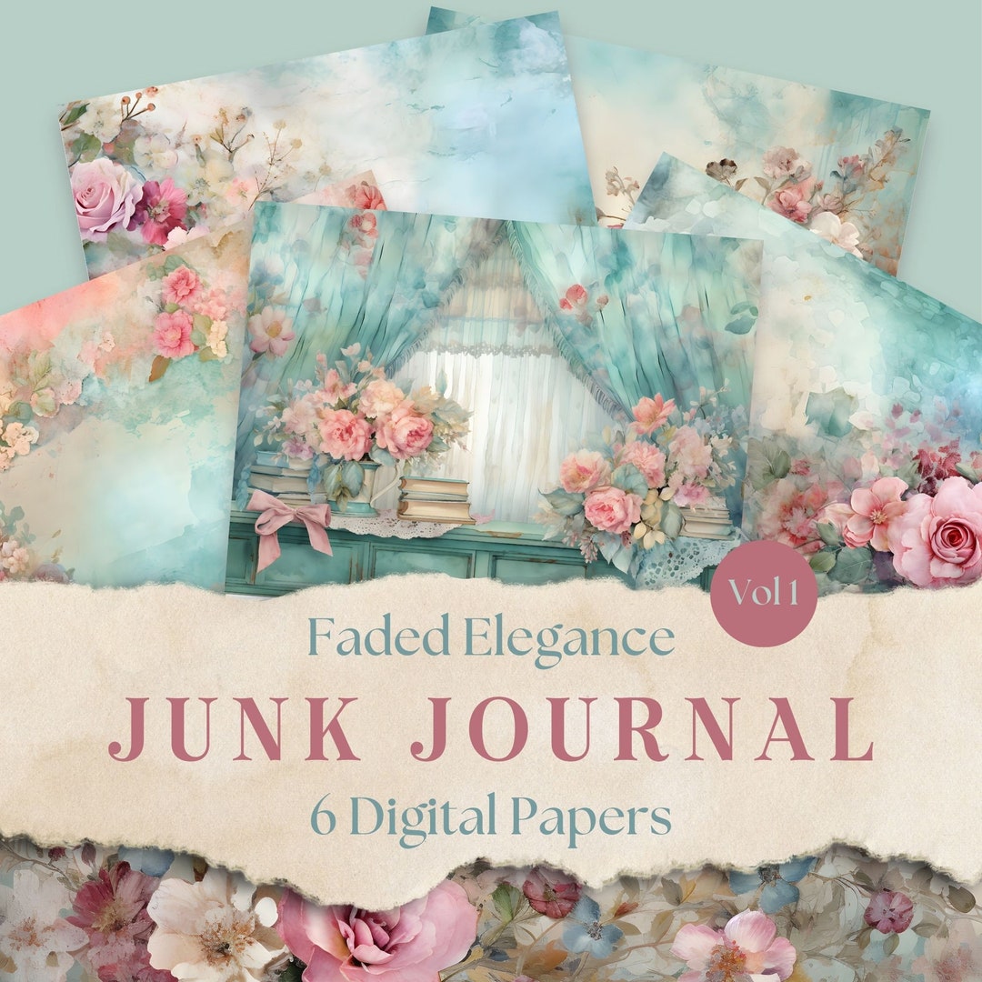 Shabby Chic Digital Paper Pack, Floral Junk Journal Papers, Vintage ...