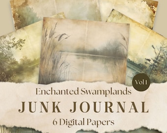 Swamp Junk Journal Paper: Vintage Grunge Scrapbook Pages (Digital Download)