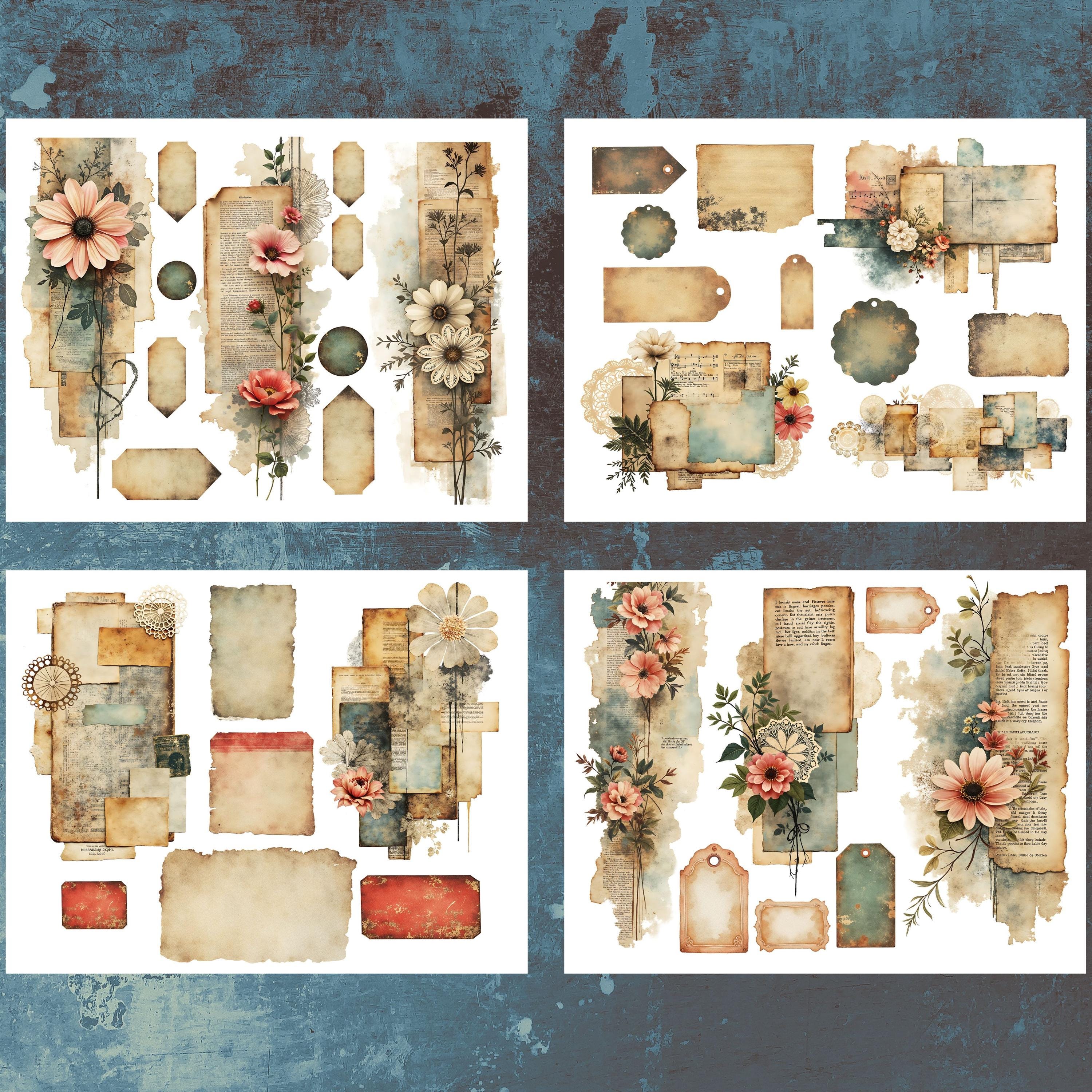 Vintage Junk Journal Clusters, Printable Ephemera Collage Sheets ...