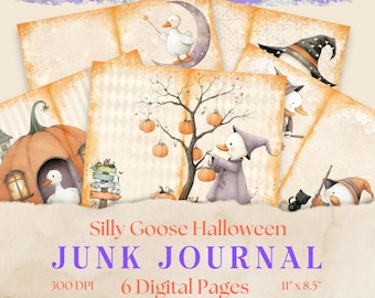 Silly Goose Halloween Junk Journal Kit: Printable Ephemera (11x8.5) (Digital Download