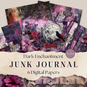 Dark Enchantment Volume 4 Junk Journal Digital Paper, Gothic Romance, 6 Digital Journal Pages, Printable Ephemera Paper Craft, 11 x 8,5