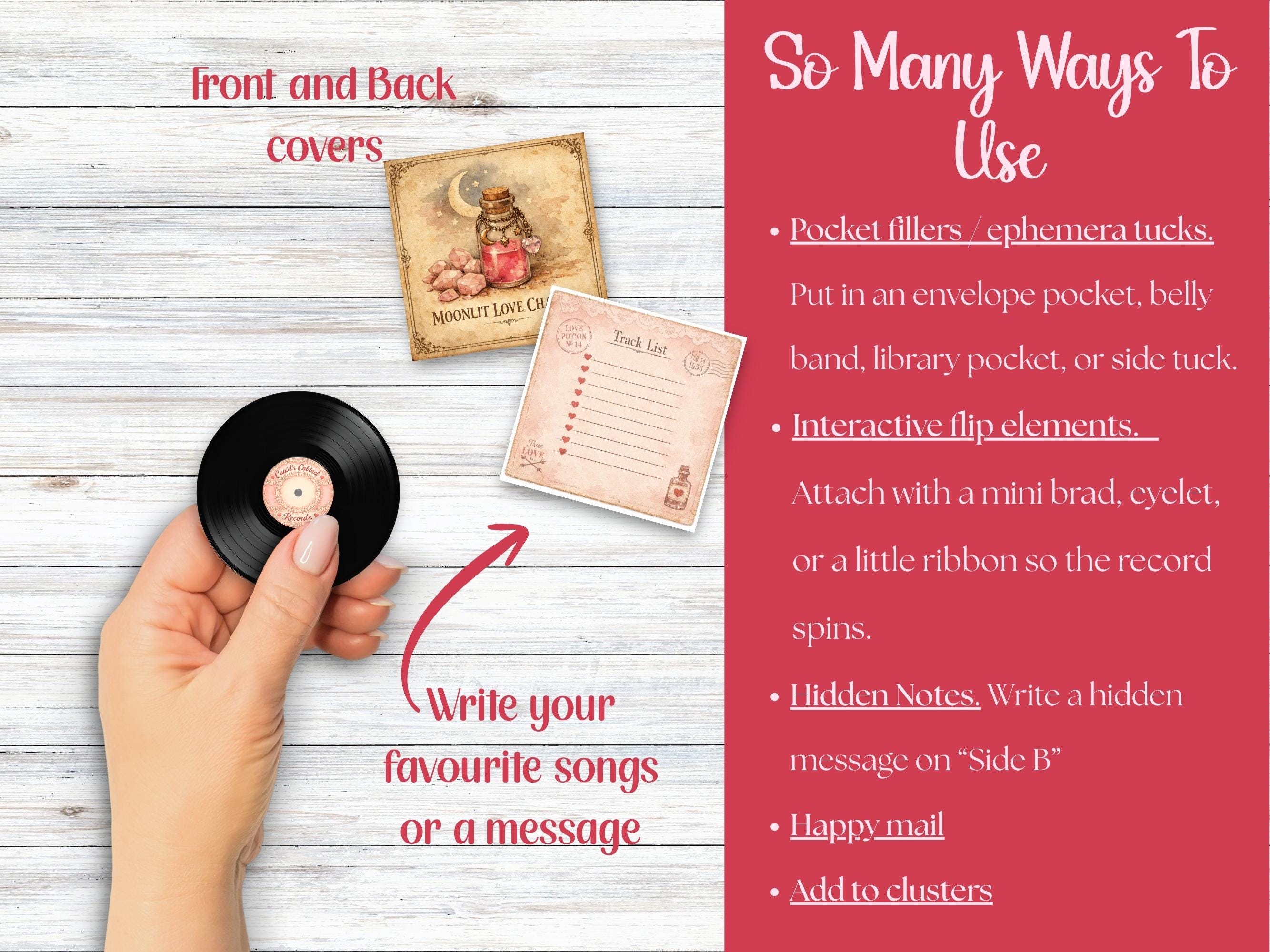 Printable Mini Lp Covers Printable Mini Vinyl Records, Valentines Day Junk Journal Ephemera ...