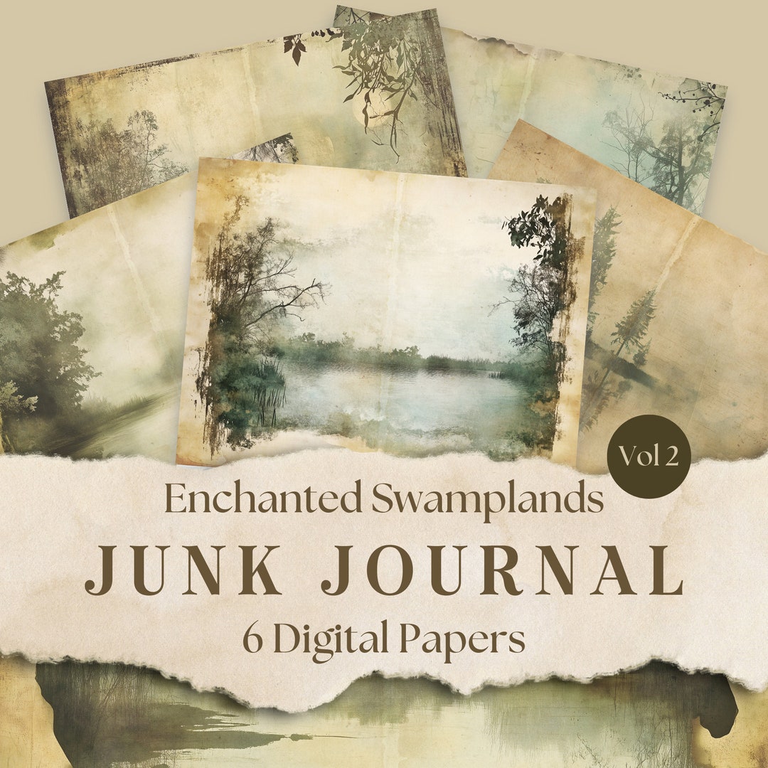 Grunge Swamp Junk Journal Pages: Vintage Scrapbook Paper (digital ...