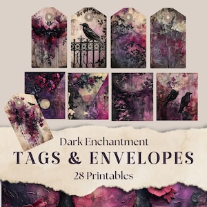 Gothic Romance Junk Journal Tags & Umschläge: Dark Enchantment Ephemera (Digitaler Download)