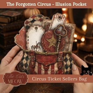 Illusion Pocket, Vintage Circus Junk Journal Kit,  Fussy Cuts, Tags and Ephemera, Carnival Rides, Merry-Go-Round Digital Download
