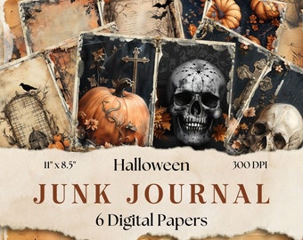 Kit de diario basura de Halloween: 6 páginas de acuarela espeluznantes (descarga digital)