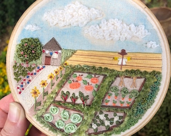 Summer allotment embroidery pdf pattern - full photo guide
