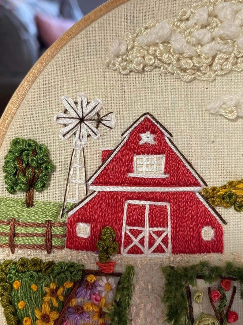 Red Barn Farm Pdf Downloadable Embroidery Pattern - Etsy