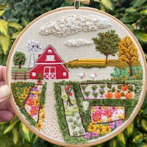 Red Barn Farm pdf downloadable embroidery pattern