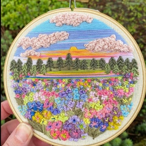 Embroider your own Hydrangea Landscape with this template and brief - PDF download