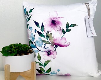 Blossom- watercolour floral print cushion/pillow unique design