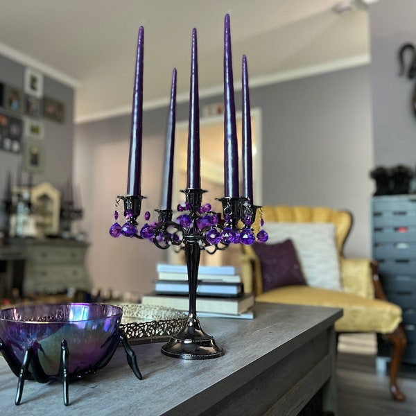 12" Taper Candles Candlesticks | Set of 2 or 12 | Handcrafted | Dark Purple, Plum, Grape, Eggplant | Long-Burn | Beautiful Color