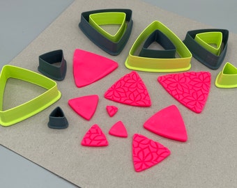 Set of 10 Rounded Triangle Shape Cookie Cutters | Polymer Clay Fondant Cutters Tools | Earring Jewelry Makers | Set 2