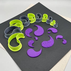 DIGITAL DOWNLOAD ONLY Set of 10 Paisley Yin Yang Shape Cookie Cutters | Polymer Clay Fondant Cutters Tools | Earring Jewelry Makers | Set 4