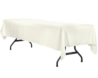 Economy Polyester Tablecloth 60"x120" Rectangular - Ivory | Halloween Wedding Event Decor | Tablecloth Decorations
