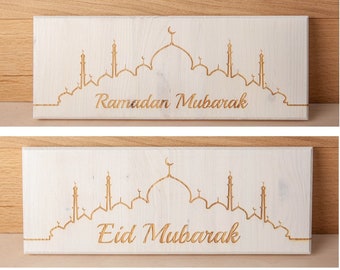 Schild Ramadan, Ramadan Mubarak, Ramdan Kareem, Eid Mubarak, Holzschild