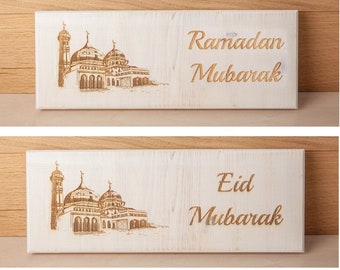 Schild Ramadan, Ramadan Mubarak, Ramdan Kareem, Eid Mubarak, Holzschild