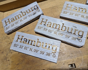 Pallet sign small Hamburg with coordinates