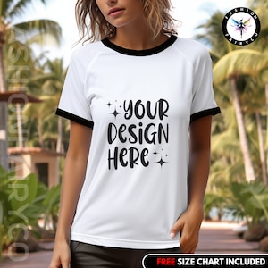 Unisex Ringer T-Shirt Mockup: Next Level 3604 Model (PNG)