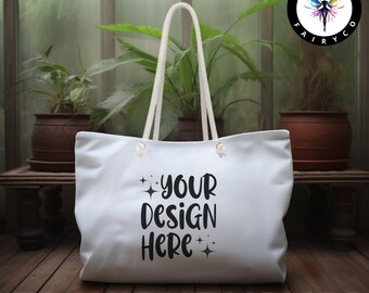 Weekender Bag Mockup: Zen Tote with Rope Handle (PNG)
