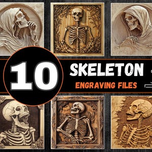 Illusion 3D squelette gravure laser PNG, fichier de gravure laser Halloween, image de squelettes en relief, Halloween Lightburn, fichier de gravure laser tête de mort