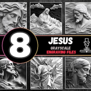 Jesus 3D Illusion Lasergravur Bundle, Jesus Lightburn Dateien, christliche Lasergravur, Schneidemaschinendateien, Tiefen Illusion Gravur