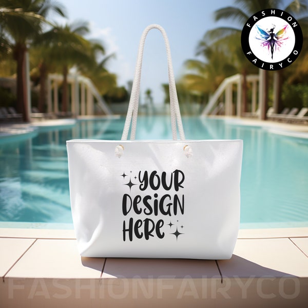 Weekender Bag Mock-up AOP, Beach Weekender Mockup, Weekender Tote Bag, Weekender Bag Mock-Up, Rope Handle Bag Mockup, Tote Mock