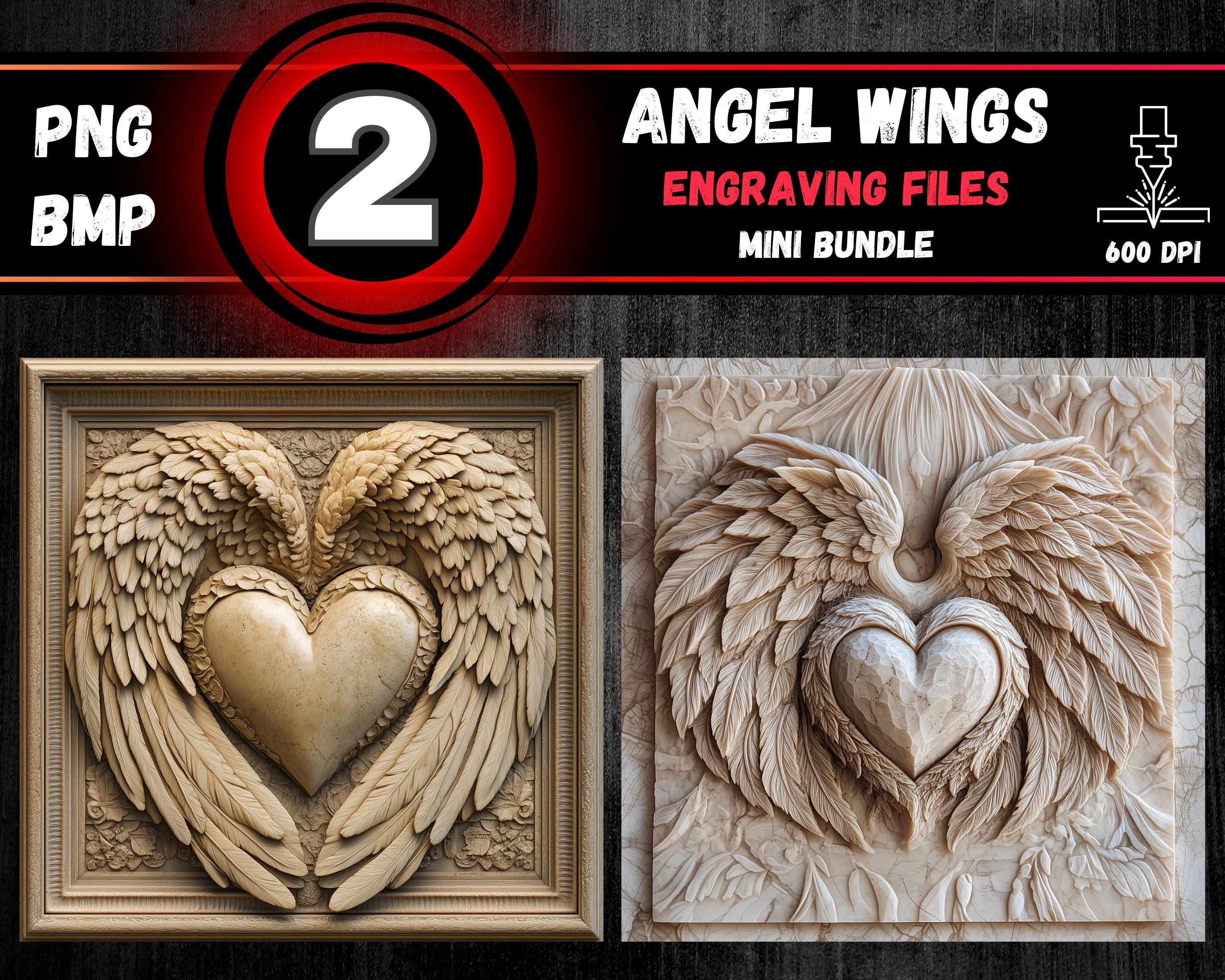 Angel Wings 3D Illusion Laser Engraving Bundle (digital Files) | PNG ...
