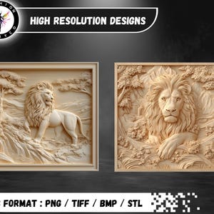 Lion 3D illusion Laser Engraving Files & CNC Relief (STL) (Digital Download) image 2