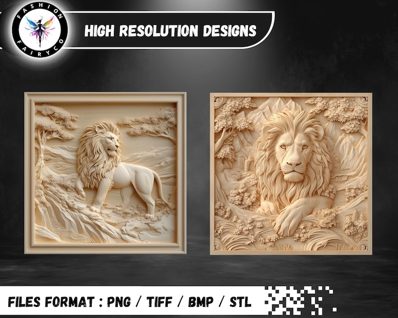 Lion 3D illusion Laser Engraving Files & CNC Relief (STL) (Digital Download) image 2