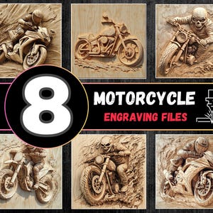 Pacote de gravação a laser de ilusão 3D para motocicleta, arquivos Biker Laserburn, pacote de gravação a laser para bicicleta esportiva, arquivo de gravação Moto Lightburn