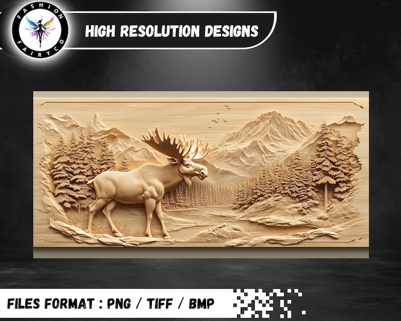 Moose 3D Illusion Laser Engraving Bundle (digital Files) | PNG BMP TIFF ...