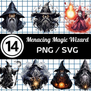 Magic Wizard SVG Bundle  | Magic Wizard PNG Bundle, Wizard Icons Bundle, Halloween Doodles Bundle | Halloween Wizard Svg/Png Designs