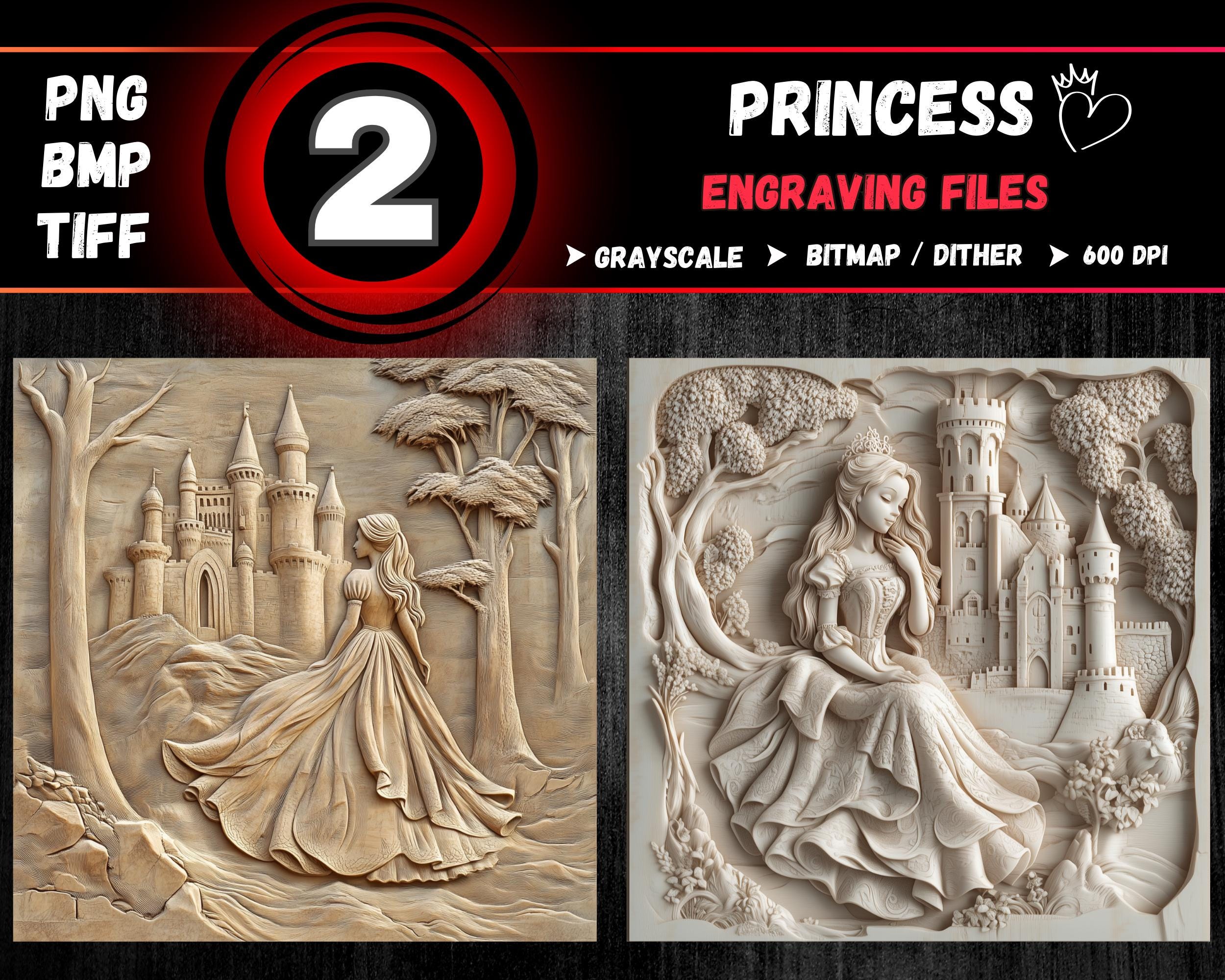Princess Captain 3D Illusion Laser Engraving Bundle | Bitmap Dither ...