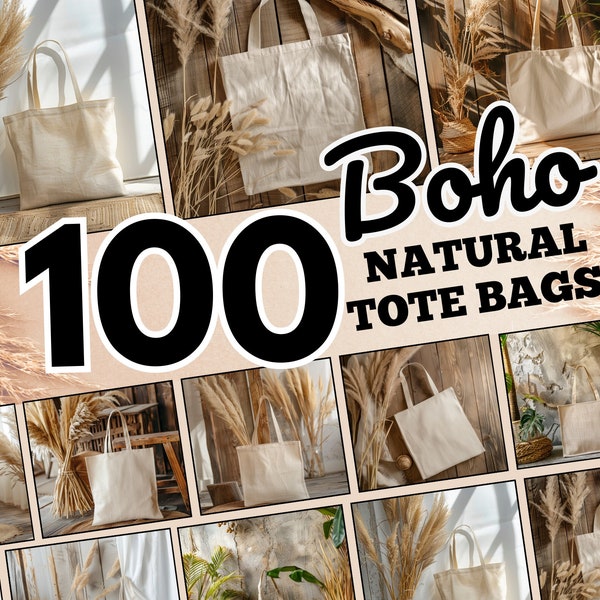 Boho Theme Natural Tote Bags Mockup Bundle, Natural Canvas Bohemian Tote Bag Mockups, Tan Totes Mock, Sand Totebags Mockups