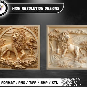 Lion 3D illusion Laser Engraving Files & CNC Relief (STL) (Digital Download) image 3