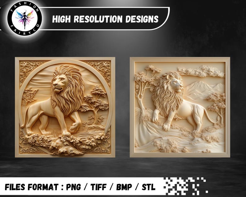 Lion 3D illusion Laser Engraving Files & CNC Relief (STL) (Digital Download) image 3