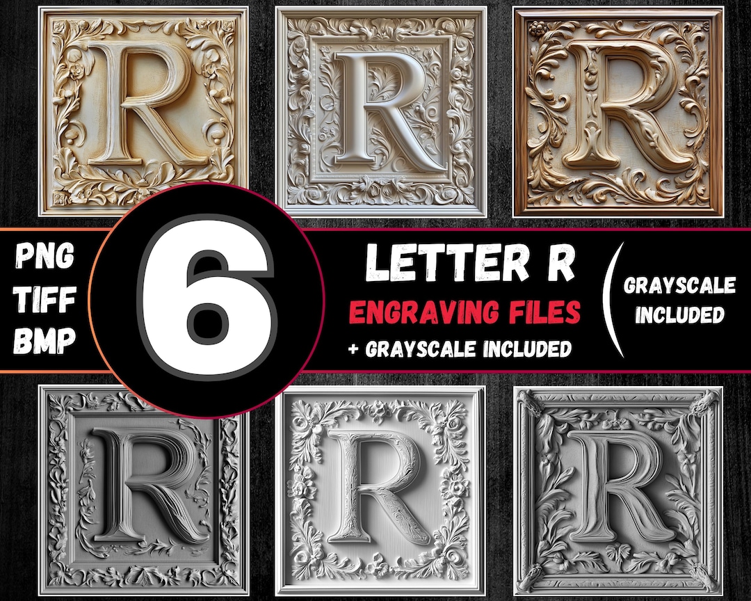 Letter R 3D Illusion Laser Engraving PNG Bundle, Alphabet Laserburn ...