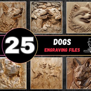 Lot de gravure laser 3D Illusion chien, fichiers Lightburn chiens, lot de gravure laser chien, fichiers LaserBurn chiens, chien PNG/SVG/DXF et plus.