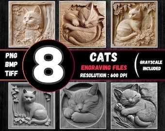 Cat 3D Illusion Laser Engraving Bundle (Digital Files) | PNG BMP TIFF | + Commercial License