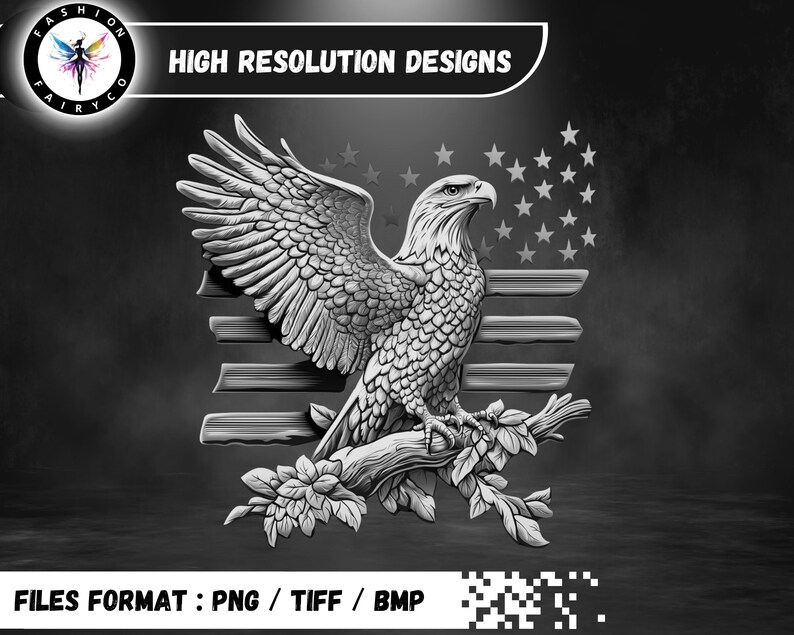 3D Eagle Laser Engraving Files, Lightburn Grayscale Files in PNG / BMP ...
