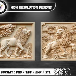 Lion 3D illusion Laser Engraving Files & CNC Relief (STL) (Digital Download) image 4