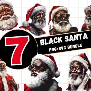 Black Santa SVG, Black Santa PNG, Black Santa Claus Sublimation Design, Black Christmas, Santa SVG, Santa png, Christmas Clipart Bundle,